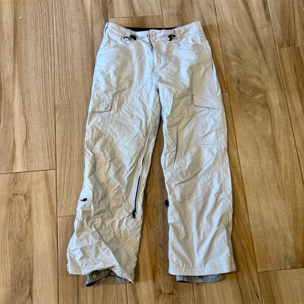 Roxy Snow Ski Pants Womens Size M White Insulated Cargo Pockets Boot